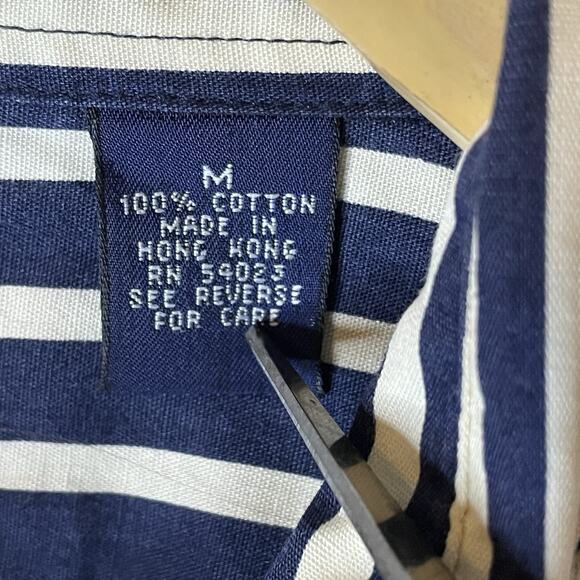 VTG 90s GAP Button Up Shirt Blue Vertical Stripe Classic Men Sz Med - Picture 5 of 13